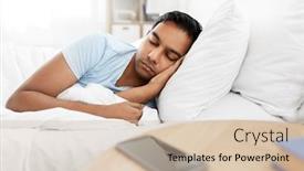  Presentation with rest - Audience pleasing presentation theme consisting of people-bedtime-and-rest-concept backdrop and a soft green colored foreground