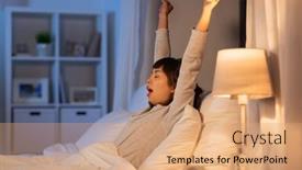  Presentation with rest - Beautiful PPT theme featuring people-bedtime-and-rest-concept backdrop and a coral colored foreground