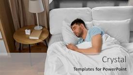  Presentation with rest - Slide deck consisting of people-bedtime-and-rest-concept background and a light gray colored foreground
