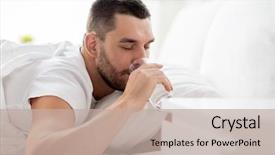  Presentation with drinking glass - Slide deck consisting of people bedtime and rest concept background and a mint green colored foreground