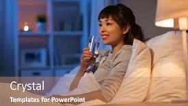  Presentation with drinking water - PPT theme with people-bedtime-and-thirst-concept background and a coral colored foreground