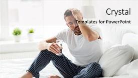  Presentation with water glass - Cool new presentation design with people bedtime and rest concept backdrop and a light gray colored foreground