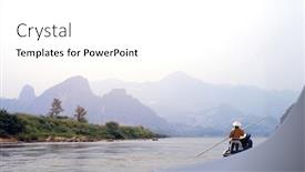  Presentation with boating - Theme consisting of people-boating-in-mekong-river background and a white colored foreground