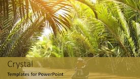  Presentation with mekong delta - Cool new PPT theme with people-boating-in-the-delta backdrop and a gold colored foreground
