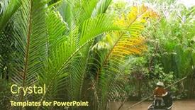  Presentation with mekong delta - Audience pleasing presentation consisting of people-boating-in-the-delta backdrop and a tawny brown colored foreground
