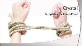  Presentation with bound - Audience pleasing slide deck consisting of people bondage - bound hands isolated on white backdrop and a sky blue colored foreground