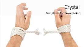  Presentation with rope - PPT theme consisting of people bondage - hands and breaking rope isolated background and a white colored foreground