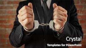  Presentation with vintage interior brick wall - Amazing PPT layouts having people bondage - man in handcuffs on brick backdrop and a wine colored foreground