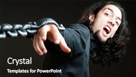 Presentation with e grocery strore chain - Presentation theme having people bondage - man with metal chain background and a black colored foreground