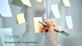  Presentation with sticky notes - Audience pleasing presentation design consisting of people-business-and-corporate-concept backdrop and a light blue colored foreground