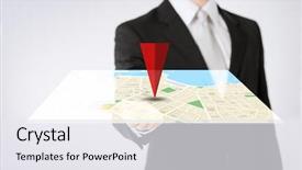  Presentation with gps - Presentation design consisting of people business navigation technology background and a sky blue colored foreground