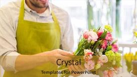  Presentation with social business people network - Beautiful PPT theme featuring people business sale and floristry backdrop and a gold colored foreground