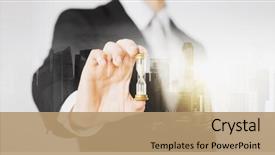  Presentation with double exposure of business people - Slide deck enhanced with people business and time concept background and a coral colored foreground