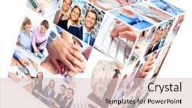  Presentation with team group - Theme enhanced with people businessman and woman team background and a lemonade colored foreground