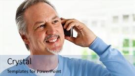  Presentation with people talking - Amazing presentation having people calling - portrait of a successful mature backdrop and a  colored foreground