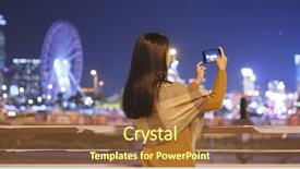  Presentation with city night - Cool new presentation theme with people calling - woman taking photo backdrop and a tawny brown colored foreground