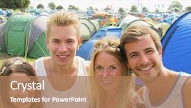  Presentation with music festival - Presentation consisting of people camping at music festival background and a  colored foreground