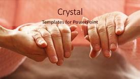  Presentation with patient and nurse holding hands - Amazing PPT theme having people care - old and young holding hands backdrop and a coral colored foreground