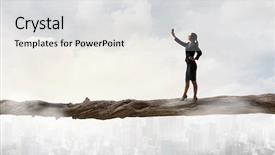  Presentation with media - Colorful presentation enhanced with people catch mobilphone - businesswoman catching moment on her backdrop and a light gray colored foreground