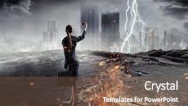  Presentation with media - Presentation consisting of people catch mobilphone - businesswoman catching moment on her background and a violet colored foreground