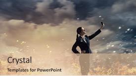  Presentation with media - Amazing presentation design having people catch mobilphone - businesswoman catching moment on her backdrop and a  colored foreground