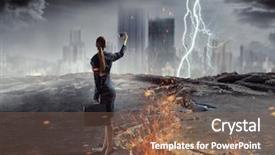  Presentation with media - Presentation design consisting of people catch mobilphone - businesswoman catching moment on her background and a  colored foreground