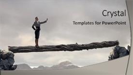  Presentation with mobile fintech - Presentation design featuring people catch mobilphone - businesswoman catching moment on her background and a light gray colored foreground