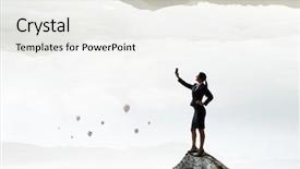  Presentation with lte mobile coverage 4g network - Audience pleasing presentation design consisting of people catch mobilphone - businesswoman catching moment on her backdrop and a  colored foreground