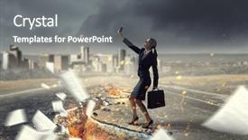  Presentation with mobile augmented reality - PPT theme featuring people catch mobilphone - businesswoman catching moment on her background and a  colored foreground