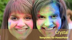  Presentation with holi festival - Slides consisting of people celebrate holi color festival background and a tawny brown colored foreground