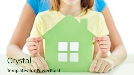  Presentation with family and home love concept - PPT theme featuring people charity family and home background and a mint green colored foreground