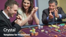 Presentation with casino - PPT theme consisting of people cheering man at craps background and a wine colored foreground
