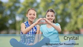  Presentation with children medical heart - Presentation consisting of people children friends and friendship background and a light blue colored foreground