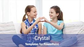  Presentation with friendship - Beautiful theme featuring people children friends and friendship concept - happy little girls sitting on sofa and showing heart shape hand sign at home backdrop and a ocean colored foreground