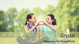  Presentation with children medical heart - Amazing PPT layouts having people children friends and friendship backdrop and a mint green colored foreground