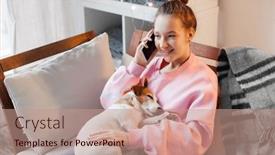  Presentation with teen - Slide set with people-children-technology-and-communication background and a coral colored foreground