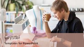  Presentation with tailoring - Cool new slide deck with people-clothing-and-tailoring-concept backdrop and a coral colored foreground