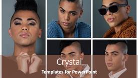  Presentation with people collage - Beautiful PPT theme featuring people-collage-portrait-single backdrop and a violet colored foreground