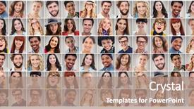  Presentation with people collage - Slide set featuring people collage portrait very wide background and a coral colored foreground