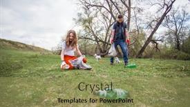  Presentation with environmental pollution - Cool new slide set with people-collect-garbage-and-plastic backdrop and a coral colored foreground