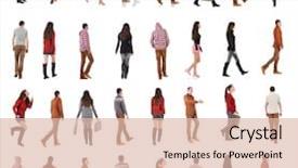  Presentation with walking - Presentation with people collection isolated over white background and a lemonade colored foreground