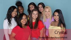  Presentation with teen - Theme enhanced with people color - group of diverse happy teen background and a  colored foreground