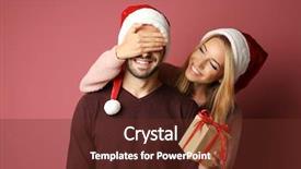  Presentation with giving - Cool new presentation theme with people colored boxes - young woman giving her boyfriend backdrop and a tawny brown colored foreground