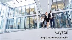  Presentation with social business people network - Beautiful presentation design featuring people come from the publishing backdrop and a light gray colored foreground