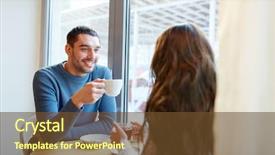  Presentation with dating - PPT layouts consisting of people communication and dating concept - happy couple drinking tea and coffee at cafe background and a tawny brown colored foreground