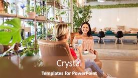  Presentation with wireless communication concept - Slide set consisting of people-communication-and-friendship-concept background and a coral colored foreground