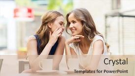  Presentation with tea coffee - Cool new slide set with people communication and friendship concept backdrop and a lemonade colored foreground