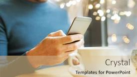  Presentation with smartphones - Cool new slide deck with people-communication-and-technology-concept backdrop and a lemonade colored foreground