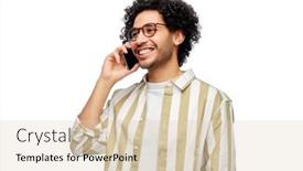  Presentation with communication - Presentation theme consisting of people-communication-and-technology-concept background and a  colored foreground