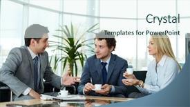  Presentation with team - Audience pleasing slide deck consisting of people communication coffee - business team communicating during break backdrop and a  colored foreground